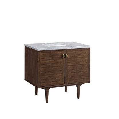 James Martin - Amberly 36" Single Vanity, Mid-Century Walnut w/ 3 CM Carrara Marble Top - 670-V36-WLT-3CAR view 17