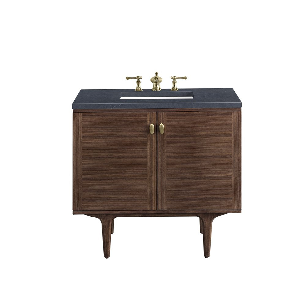 James Martin - Amberly 36" Single Vanity, Mid-Century Walnut w/ 3 CM Charcoal Soapstone Top - 670-V36-WLT-3CSP view 1