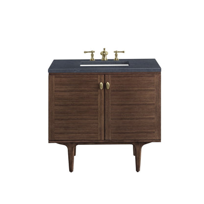 James Martin - Amberly 36" Single Vanity, Mid-Century Walnut w/ 3 CM Charcoal Soapstone Top - 670-V36-WLT-3CSP view 1