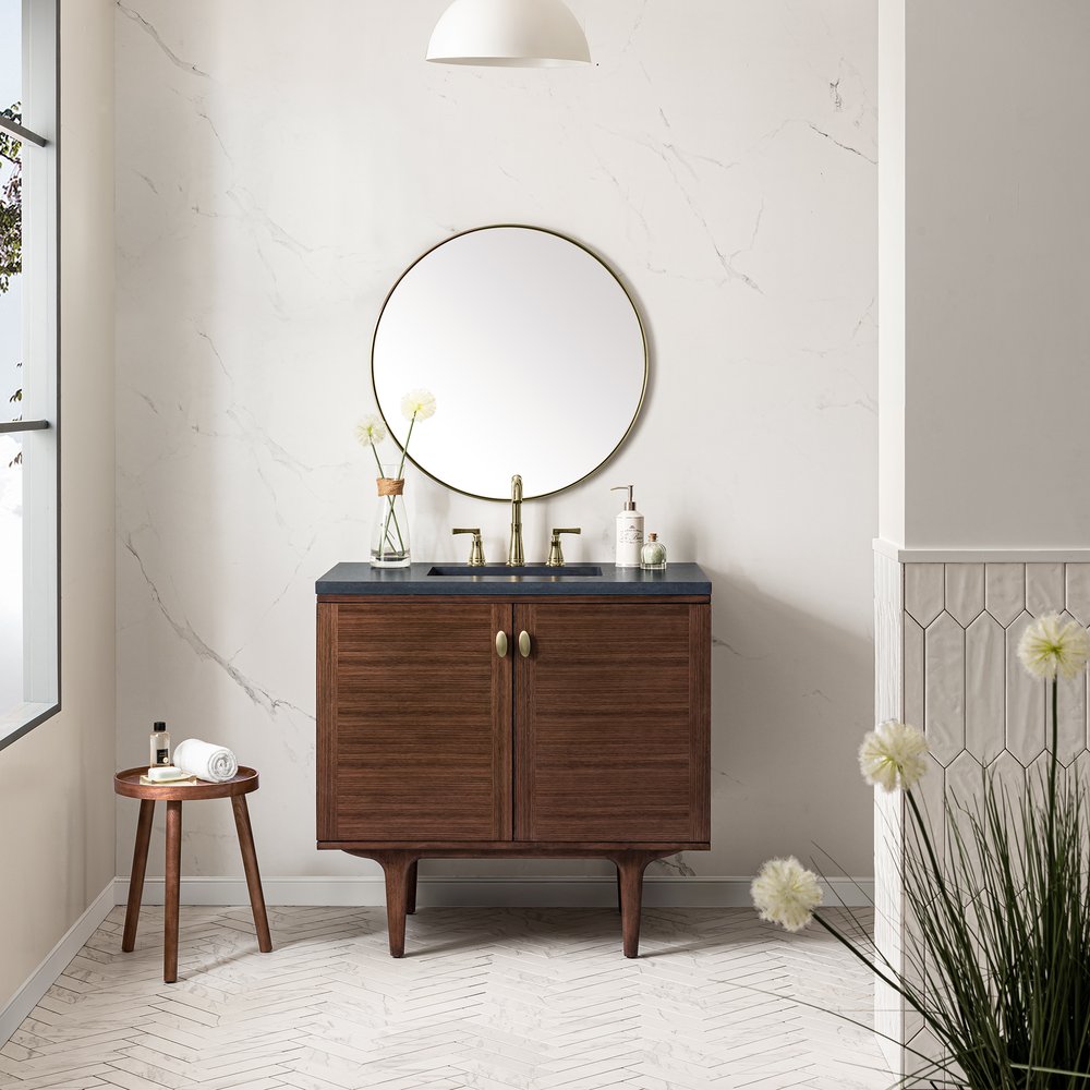 James Martin - Amberly 36" Single Vanity, Mid-Century Walnut w/ 3 CM Charcoal Soapstone Top - 670-V36-WLT-3CSP view 5