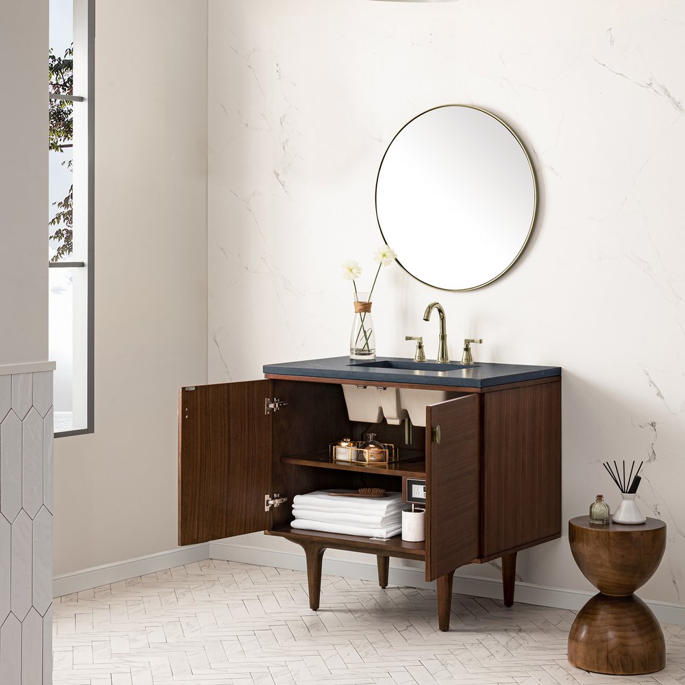 James Martin - Amberly 36" Single Vanity, Mid-Century Walnut w/ 3 CM Charcoal Soapstone Top - 670-V36-WLT-3CSP view 9