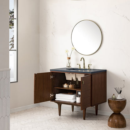 James Martin - Amberly 36" Single Vanity, Mid-Century Walnut w/ 3 CM Charcoal Soapstone Top - 670-V36-WLT-3CSP view 9