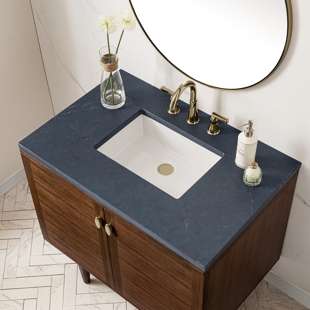 James Martin - Amberly 36" Single Vanity, Mid-Century Walnut w/ 3 CM Charcoal Soapstone Top - 670-V36-WLT-3CSP view 11