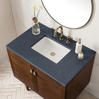 James Martin - Amberly 36" Single Vanity, Mid-Century Walnut w/ 3 CM Charcoal Soapstone Top - 670-V36-WLT-3CSP view 11