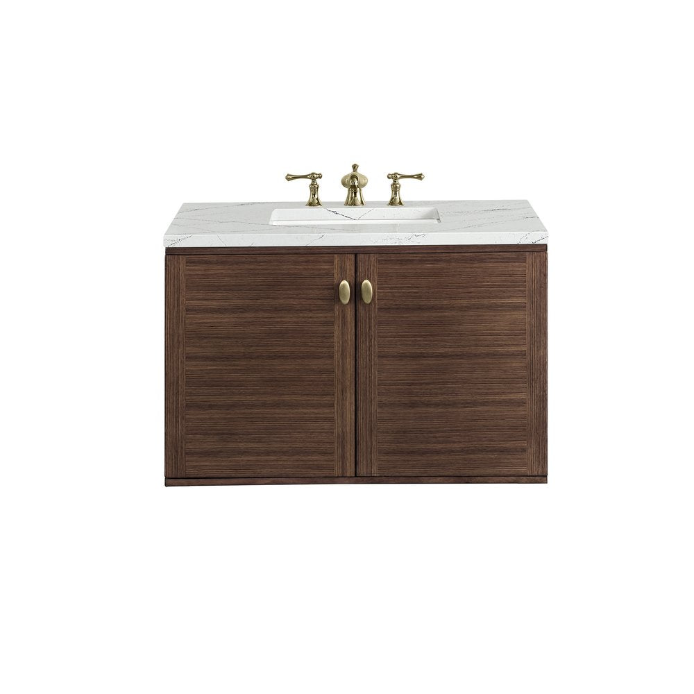 James Martin - Amberly 36" Single Vanity, Mid-Century Walnut w/ 3 CM Ethereal Noctis Top - 670-V36-WLT-3ENC view 2