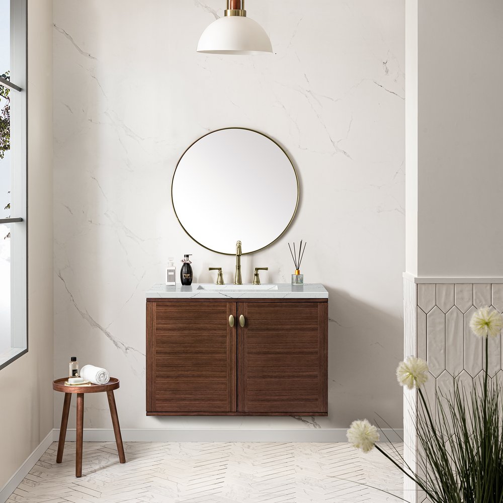 James Martin - Amberly 36" Single Vanity, Mid-Century Walnut w/ 3 CM Ethereal Noctis Top - 670-V36-WLT-3ENC view 6