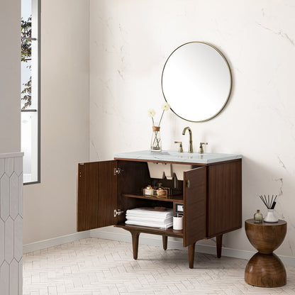 James Martin - Amberly 36" Single Vanity, Mid-Century Walnut w/ 3 CM Ethereal Noctis Top - 670-V36-WLT-3ENC view 9