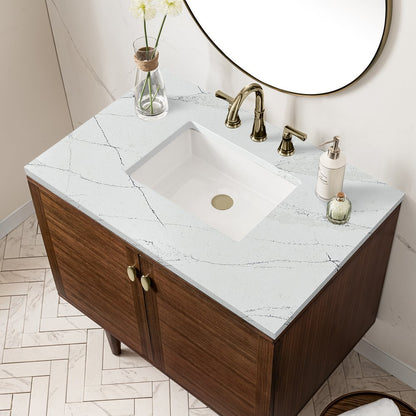 James Martin - Amberly 36" Single Vanity, Mid-Century Walnut w/ 3 CM Ethereal Noctis Top - 670-V36-WLT-3ENC view 11
