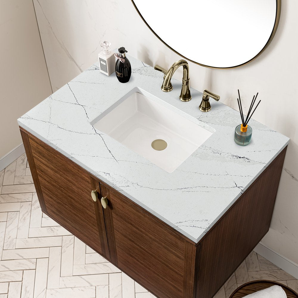 James Martin - Amberly 36" Single Vanity, Mid-Century Walnut w/ 3 CM Ethereal Noctis Top - 670-V36-WLT-3ENC view 12