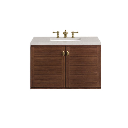 James Martin - Amberly 36" Single Vanity, Mid-Century Walnut w/ 3 CM Lime Delight Top - 670-V36-WLT-3LDL view 2