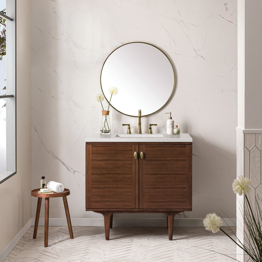James Martin - Amberly 36" Single Vanity, Mid-Century Walnut w/ 3 CM Lime Delight Top - 670-V36-WLT-3LDL view 5