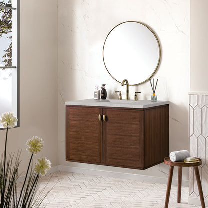 James Martin - Amberly 36" Single Vanity, Mid-Century Walnut w/ 3 CM Lime Delight Top - 670-V36-WLT-3LDL view 8