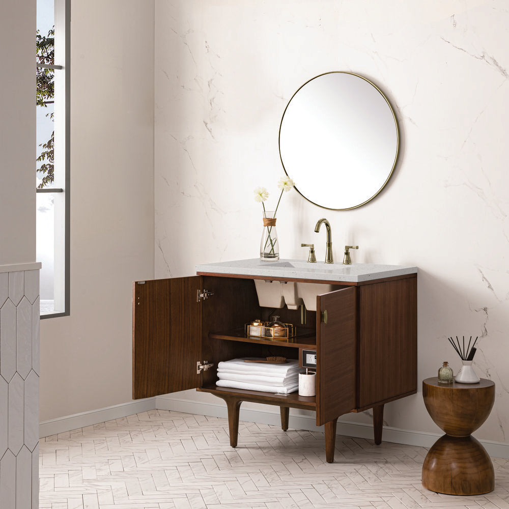 James Martin - Amberly 36" Single Vanity, Mid-Century Walnut w/ 3 CM Lime Delight Top - 670-V36-WLT-3LDL view 9