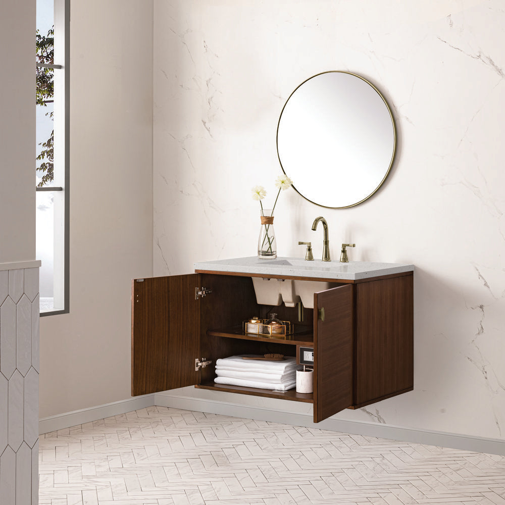 James Martin - Amberly 36" Single Vanity, Mid-Century Walnut w/ 3 CM Lime Delight Top - 670-V36-WLT-3LDL view 10