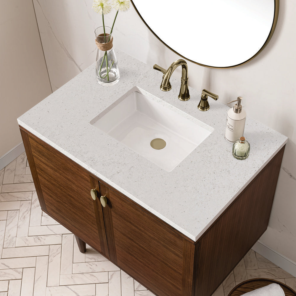 James Martin - Amberly 36" Single Vanity, Mid-Century Walnut w/ 3 CM Lime Delight Top - 670-V36-WLT-3LDL view 11