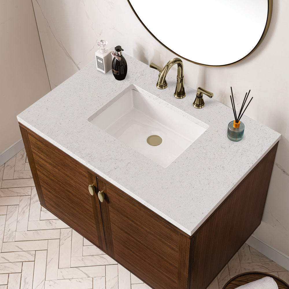 James Martin - Amberly 36" Single Vanity, Mid-Century Walnut w/ 3 CM Lime Delight Top - 670-V36-WLT-3LDL view 12
