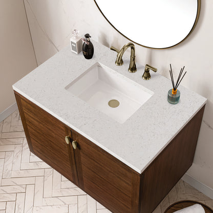 James Martin - Amberly 36" Single Vanity, Mid-Century Walnut w/ 3 CM Lime Delight Top - 670-V36-WLT-3LDL view 12