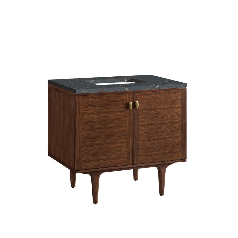 James Martin - Amberly 36" Single Vanity, Mid-Century Walnut w/ 3 CM Parisien Bleu Top - 670-V36-WLT-3PBL view 17