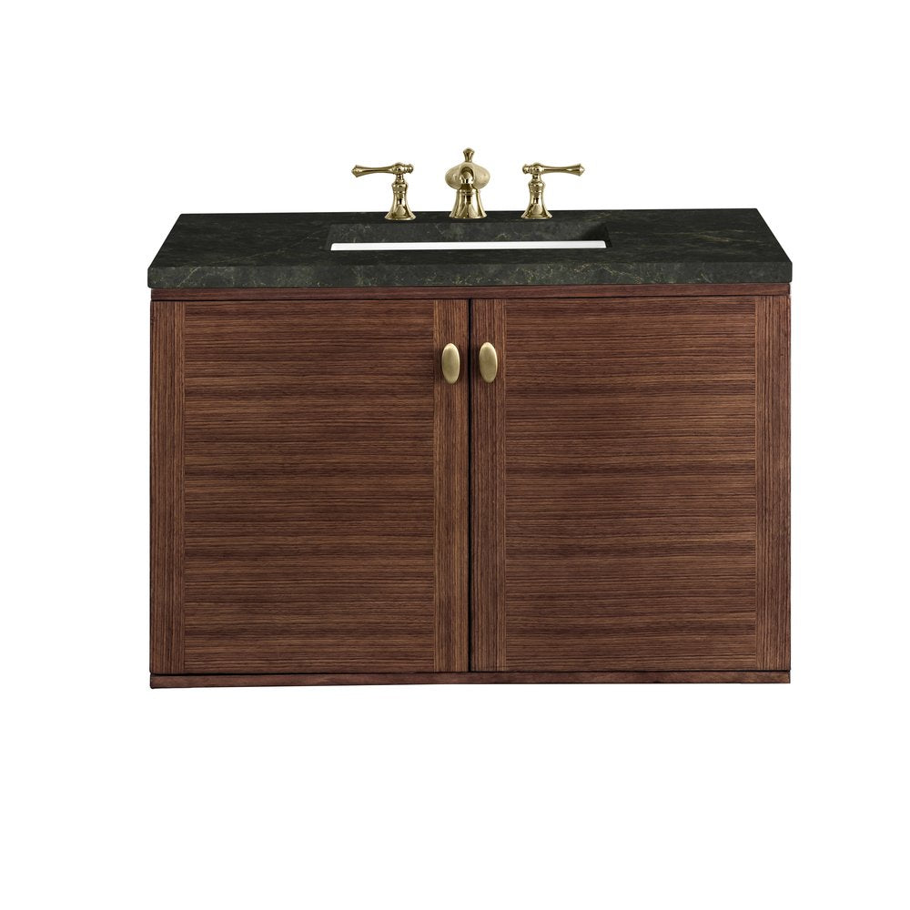 James Martin - Amberly 36" Single Vanity, Mid-Century Walnut, w/ 3 CM Phantome Eclos Top - 670-V36-WLT-3PHT view 2
