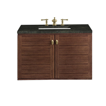 James Martin - Amberly 36" Single Vanity, Mid-Century Walnut, w/ 3 CM Phantome Eclos Top - 670-V36-WLT-3PHT view 2