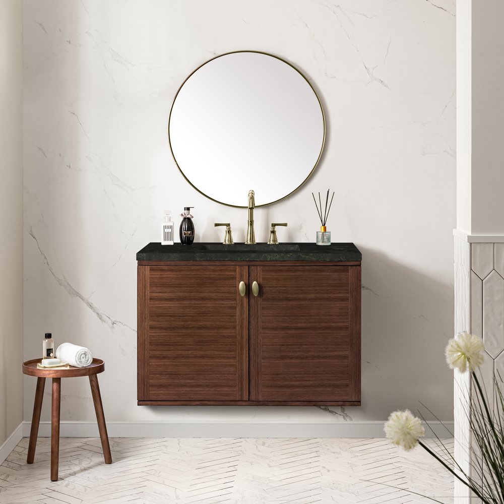 James Martin - Amberly 36" Single Vanity, Mid-Century Walnut, w/ 3 CM Phantome Eclos Top - 670-V36-WLT-3PHT view 6