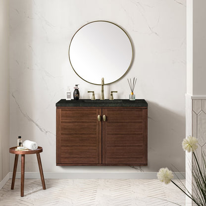James Martin - Amberly 36" Single Vanity, Mid-Century Walnut, w/ 3 CM Phantome Eclos Top - 670-V36-WLT-3PHT view 6