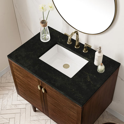 James Martin - Amberly 36" Single Vanity, Mid-Century Walnut, w/ 3 CM Phantome Eclos Top - 670-V36-WLT-3PHT view 11