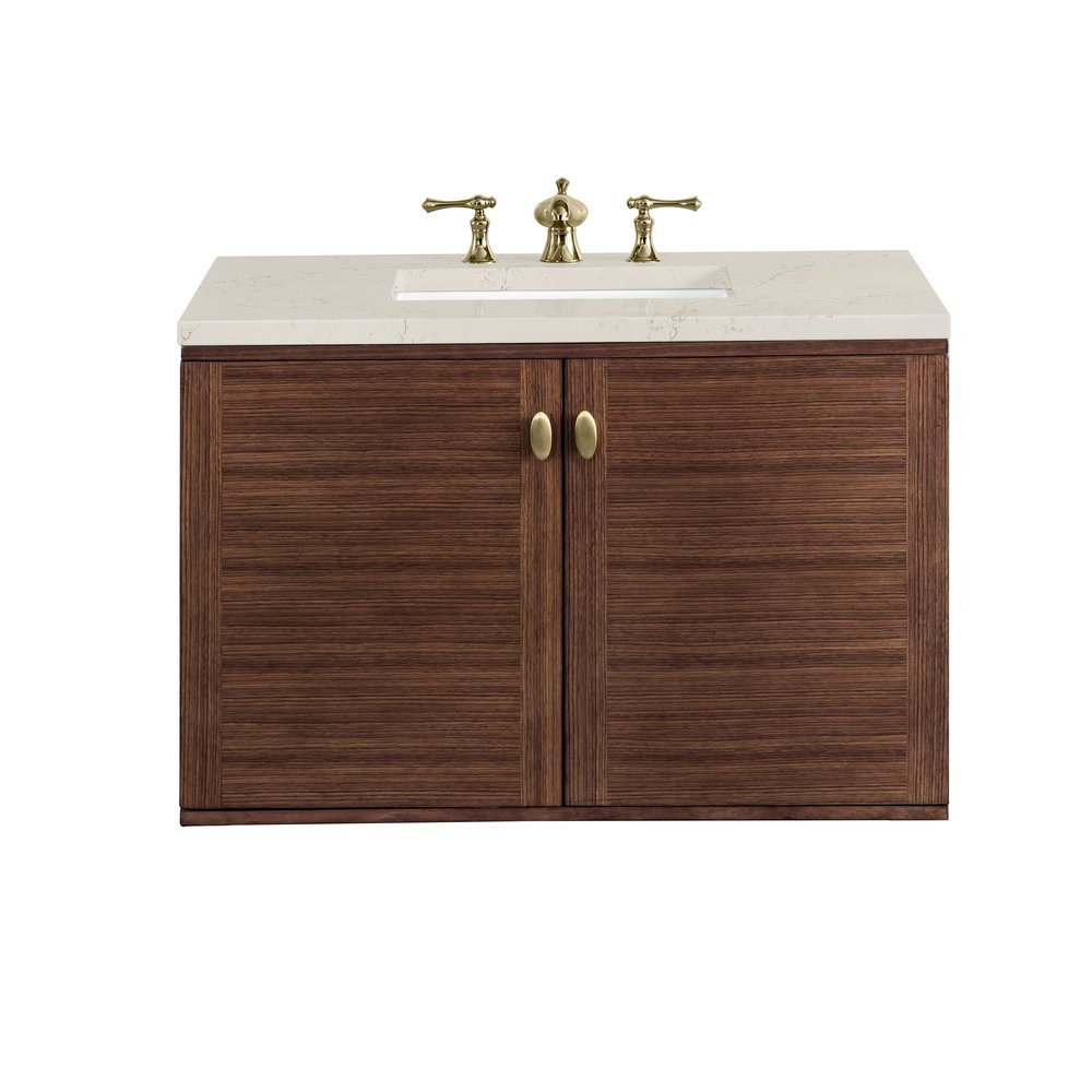 James Martin - Amberly 36" Single Vanity, Mid-Century Walnut, w/ 3 CM Siberian Silestone Top - 670-V36-WLT-3SFR view 2