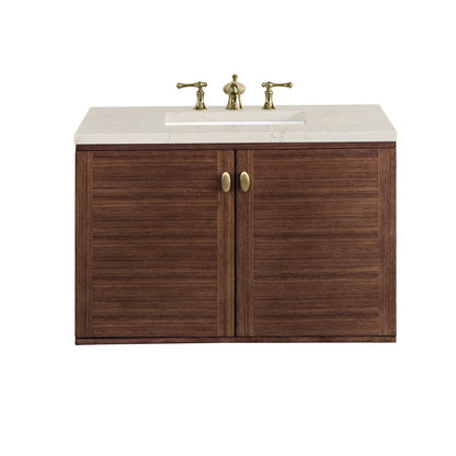 James Martin - Amberly 36" Single Vanity, Mid-Century Walnut, w/ 3 CM Siberian Silestone Top - 670-V36-WLT-3SFR view 2