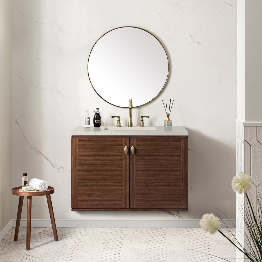 James Martin - Amberly 36" Single Vanity, Mid-Century Walnut, w/ 3 CM Siberian Silestone Top - 670-V36-WLT-3SFR view 6