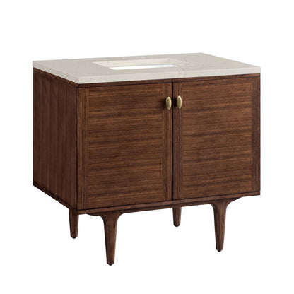 James Martin - Amberly 36" Single Vanity, Mid-Century Walnut, w/ 3 CM Siberian Silestone Top - 670-V36-WLT-3SFR view 17