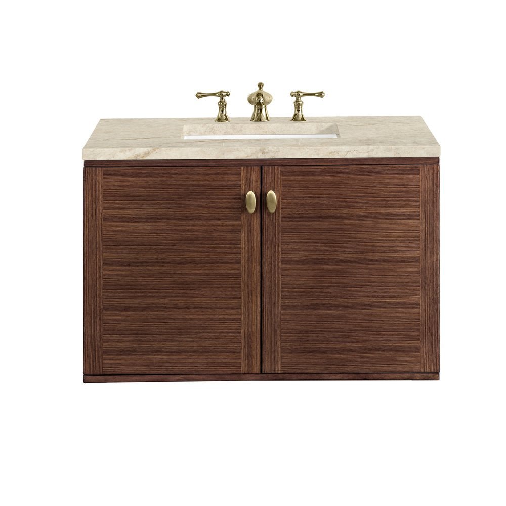 James Martin - Amberly 36" Single Vanity, Mid-Century Walnut, w/ 3 CM Tajnar Eclos Top - 670-V36-WLT-3TJR view 2