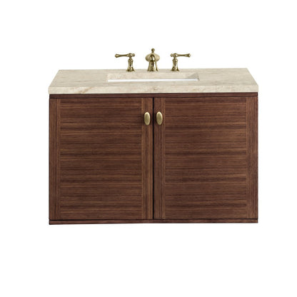 James Martin - Amberly 36" Single Vanity, Mid-Century Walnut, w/ 3 CM Tajnar Eclos Top - 670-V36-WLT-3TJR view 2