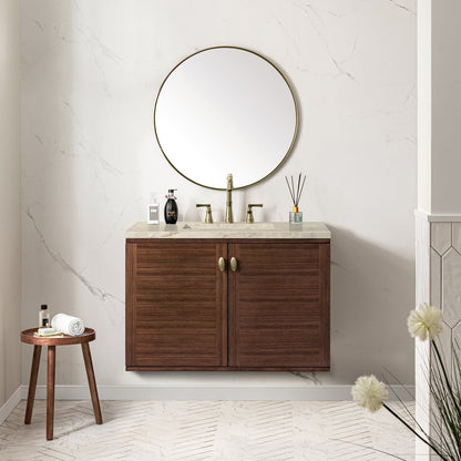 James Martin - Amberly 36" Single Vanity, Mid-Century Walnut, w/ 3 CM Tajnar Eclos Top - 670-V36-WLT-3TJR view 6