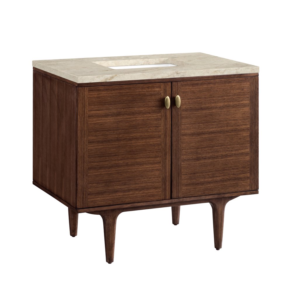 James Martin - Amberly 36" Single Vanity, Mid-Century Walnut, w/ 3 CM Tajnar Eclos Top - 670-V36-WLT-3TJR view 17