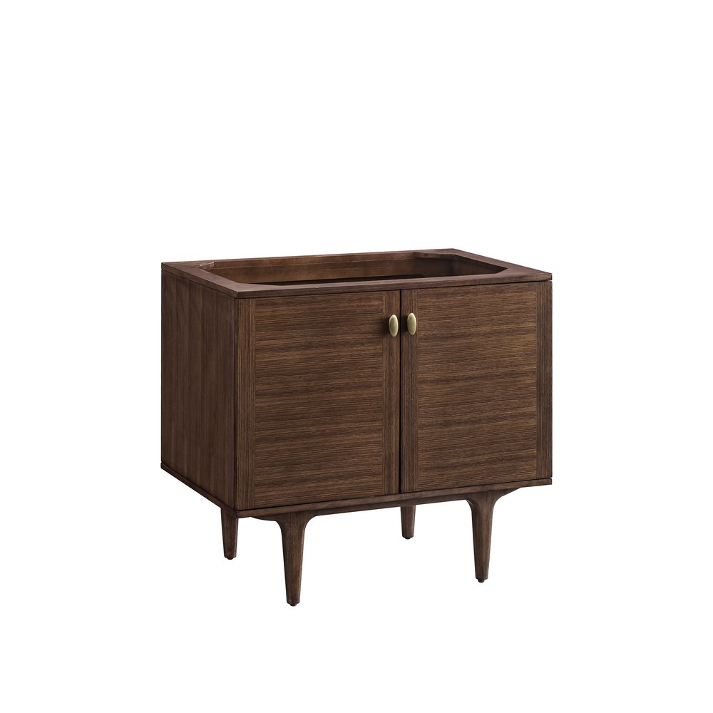 James Martin - Amberly 36" Single Vanity, Mid-Century Walnut w/ 3 CM Victorian Silver Top - 670-V36-WLT-3VSL view 3