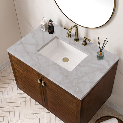 James Martin - Amberly 36" Single Vanity, Mid-Century Walnut w/ 3 CM Victorian Silver Top - 670-V36-WLT-3VSL view 12