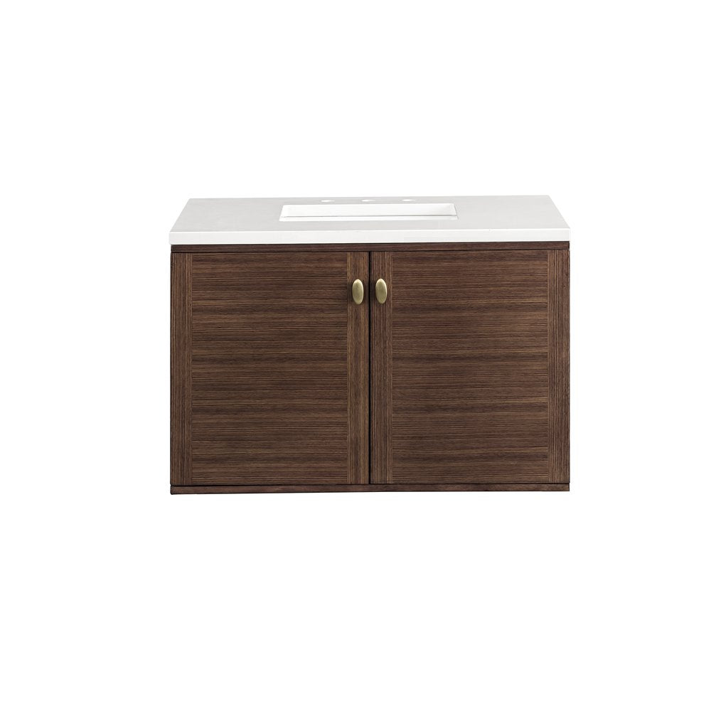 James Martin - Amberly 36" Single Vanity, Mid-Century Walnut w/ 3 CM White Zeus Top - 670-V36-WLT-3WZ view 4