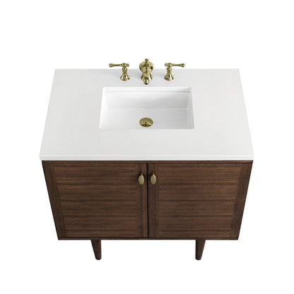 James Martin - Amberly 36" Single Vanity, Mid-Century Walnut w/ 3 CM White Zeus Top - 670-V36-WLT-3WZ view 12