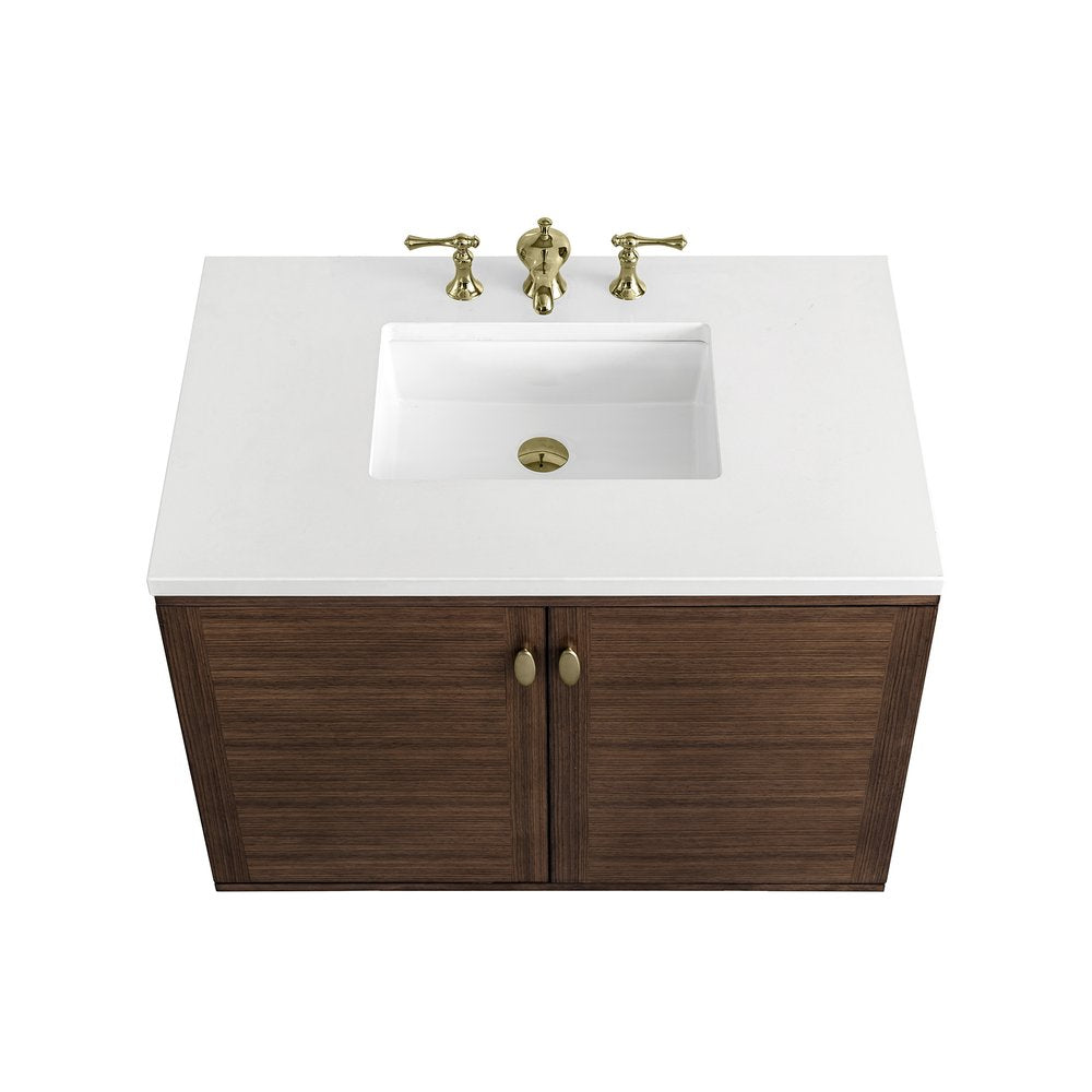 James Martin - Amberly 36" Single Vanity, Mid-Century Walnut w/ 3 CM White Zeus Top - 670-V36-WLT-3WZ view 14