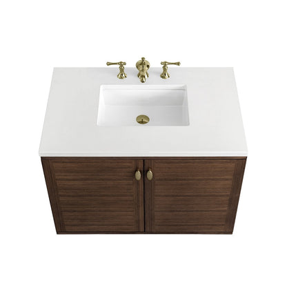 James Martin - Amberly 36" Single Vanity, Mid-Century Walnut w/ 3 CM White Zeus Top - 670-V36-WLT-3WZ view 14