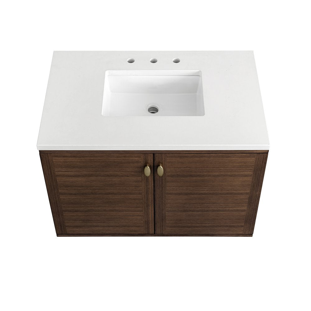 James Martin - Amberly 36" Single Vanity, Mid-Century Walnut w/ 3 CM White Zeus Top - 670-V36-WLT-3WZ view 15