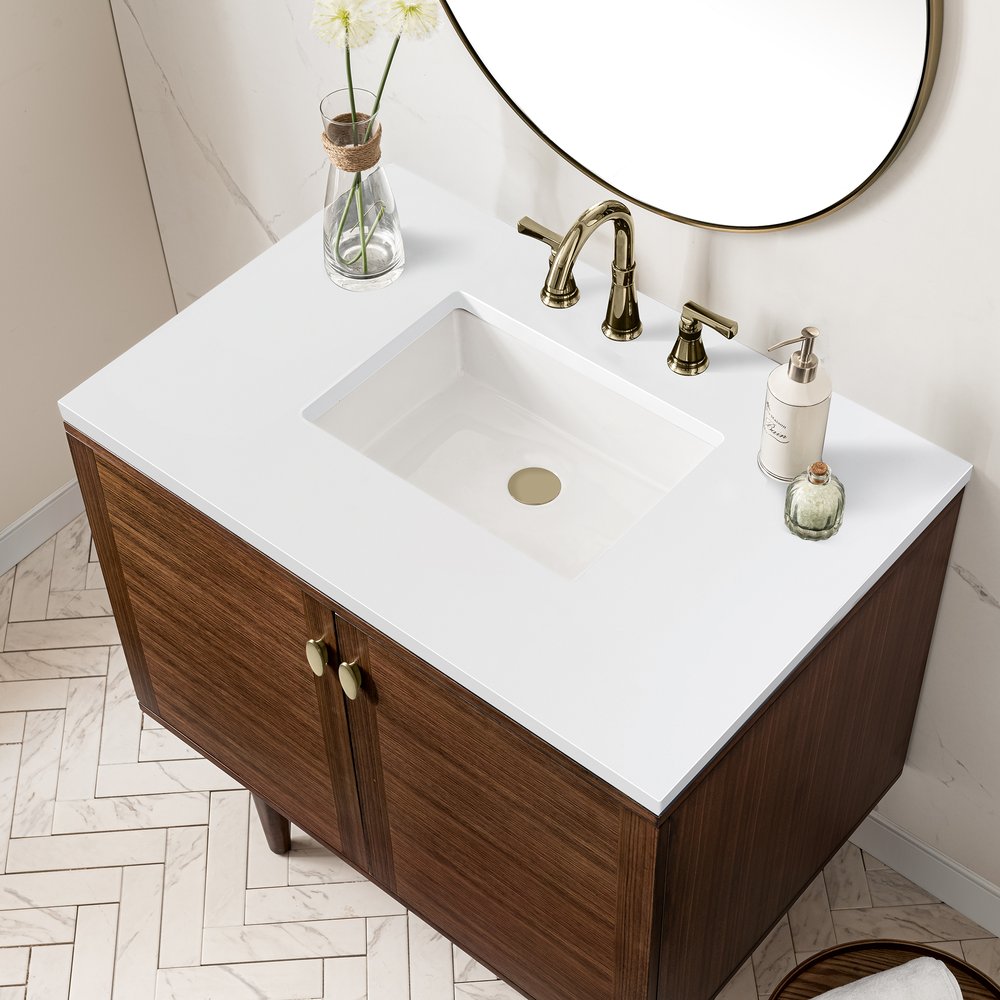 James Martin - Amberly 36" Single Vanity, Mid-Century Walnut w/ 3 CM White Zeus Top - 670-V36-WLT-3WZ view 16