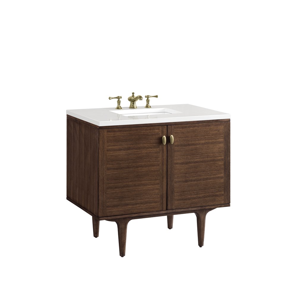 James Martin - Amberly 36" Single Vanity, Mid-Century Walnut w/ 3 CM White Zeus Top - 670-V36-WLT-3WZ view 23