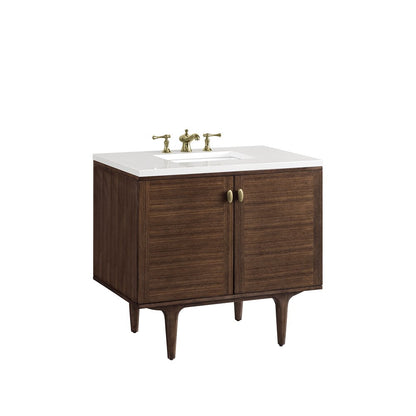 James Martin - Amberly 36" Single Vanity, Mid-Century Walnut w/ 3 CM White Zeus Top - 670-V36-WLT-3WZ view 23