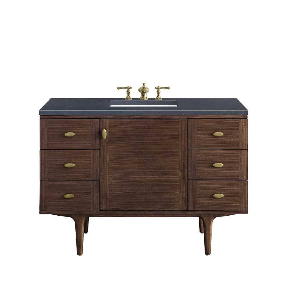 James Martin - Amberly 48" Single Vanity, Mid-Century Walnut w/ 3 CM Charcoal Soapstone Top - 670-V48-WLT-3CSP view 1