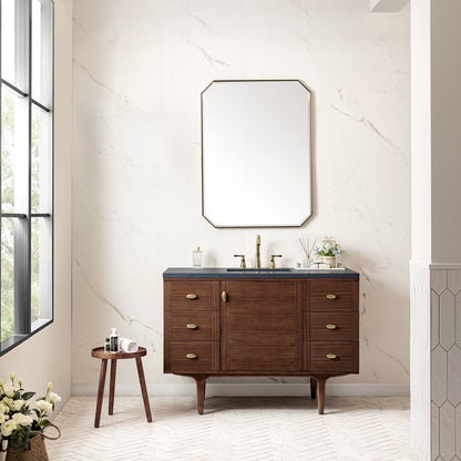 James Martin - Amberly 48" Single Vanity, Mid-Century Walnut w/ 3 CM Charcoal Soapstone Top - 670-V48-WLT-3CSP view 7
