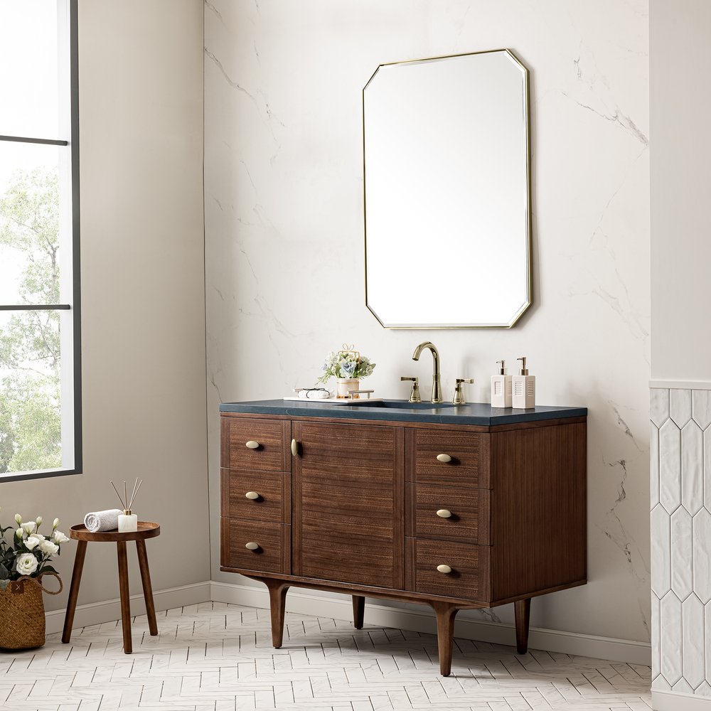James Martin - Amberly 48" Single Vanity, Mid-Century Walnut w/ 3 CM Charcoal Soapstone Top - 670-V48-WLT-3CSP view 9