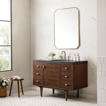 James Martin - Amberly 48" Single Vanity, Mid-Century Walnut w/ 3 CM Charcoal Soapstone Top - 670-V48-WLT-3CSP view 9