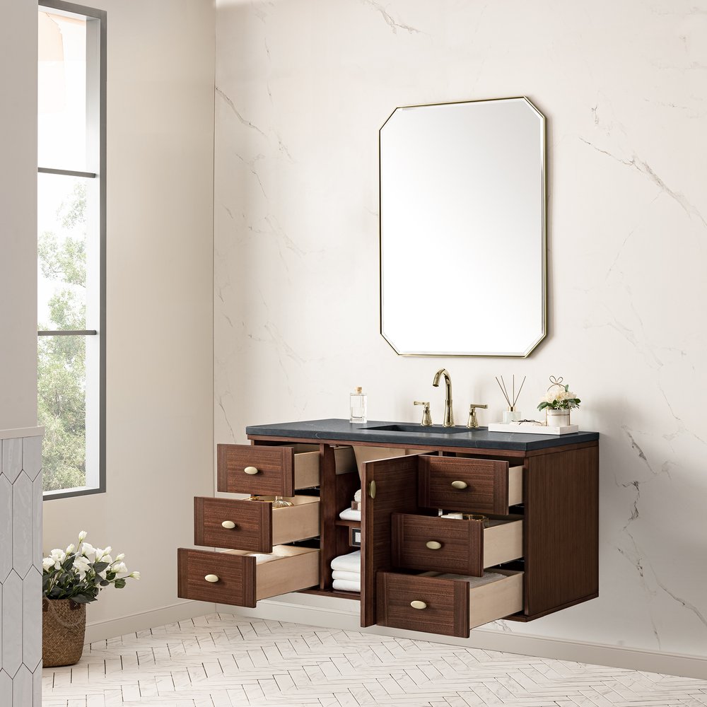 James Martin - Amberly 48" Single Vanity, Mid-Century Walnut w/ 3 CM Charcoal Soapstone Top - 670-V48-WLT-3CSP view 12